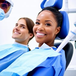 happy dental patients sitting in chair
